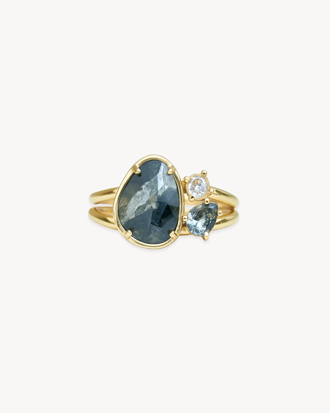 Duality Ring – Grandidierite, Sapphire & White Topaz - Antonia Y. Jewelry