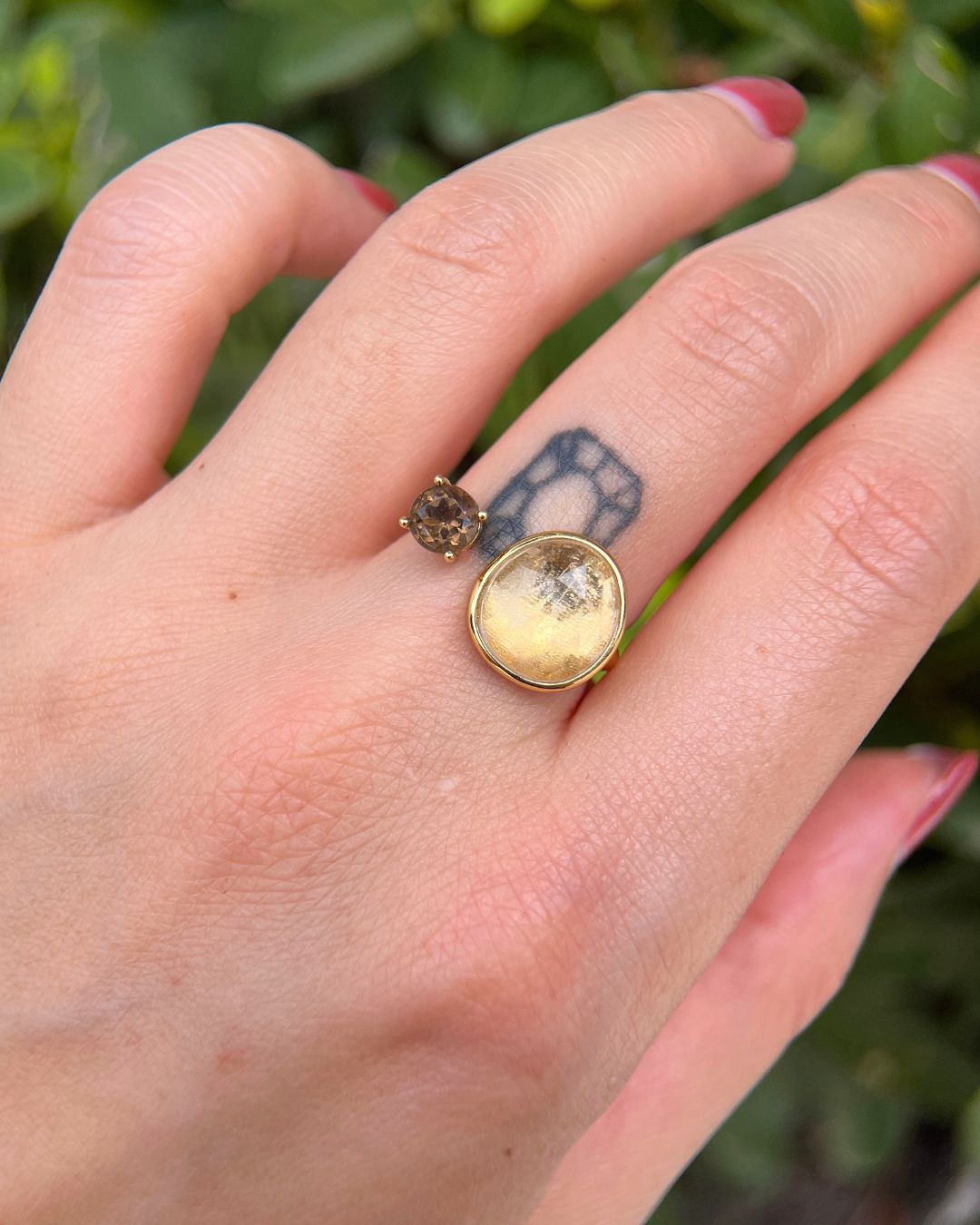 Duality Ring – Topaz, Smokey Quartz - Antonia Y. Jewelry