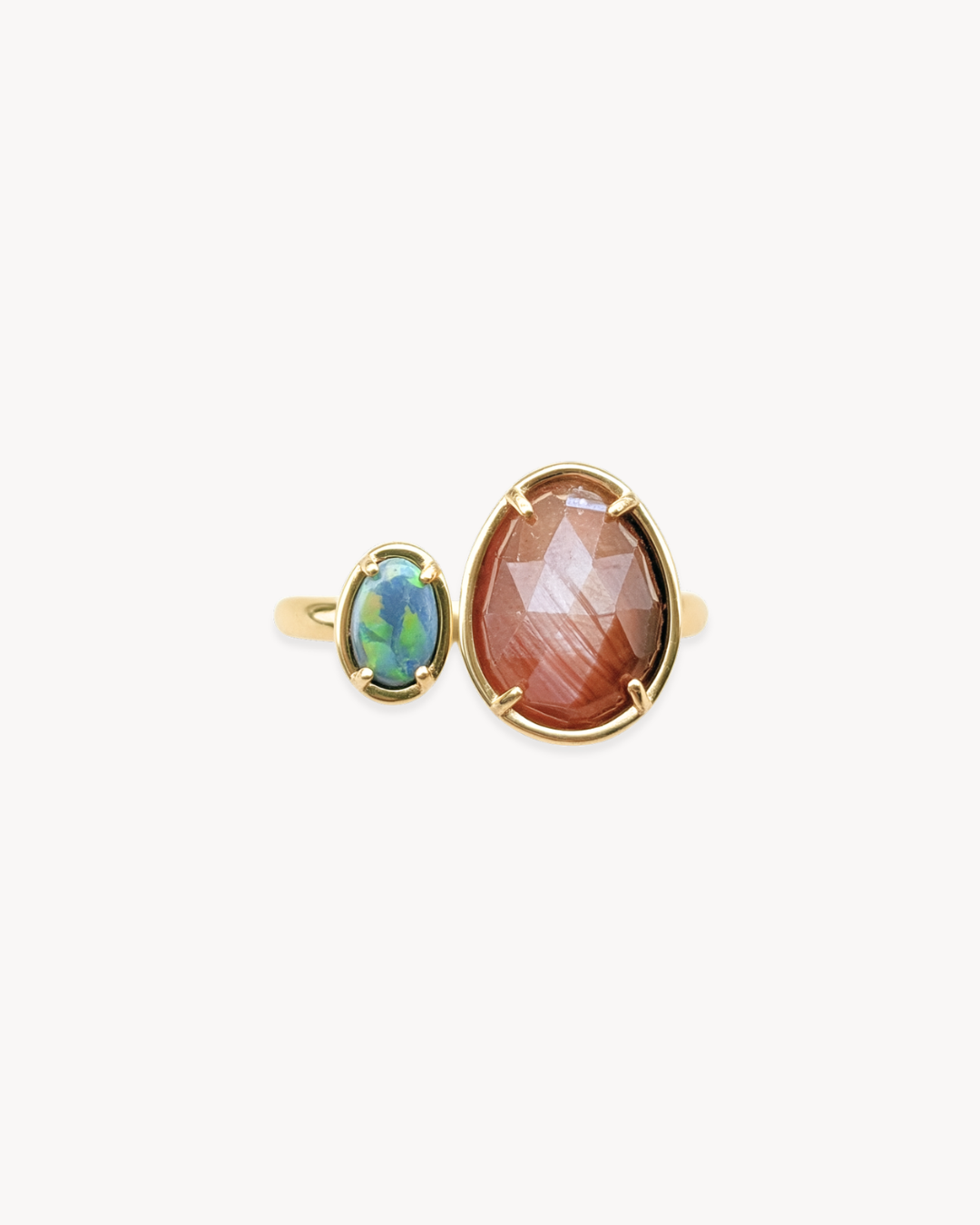 Duality Ring – Australian Opal & Sapphire - Antonia Y. Jewelry