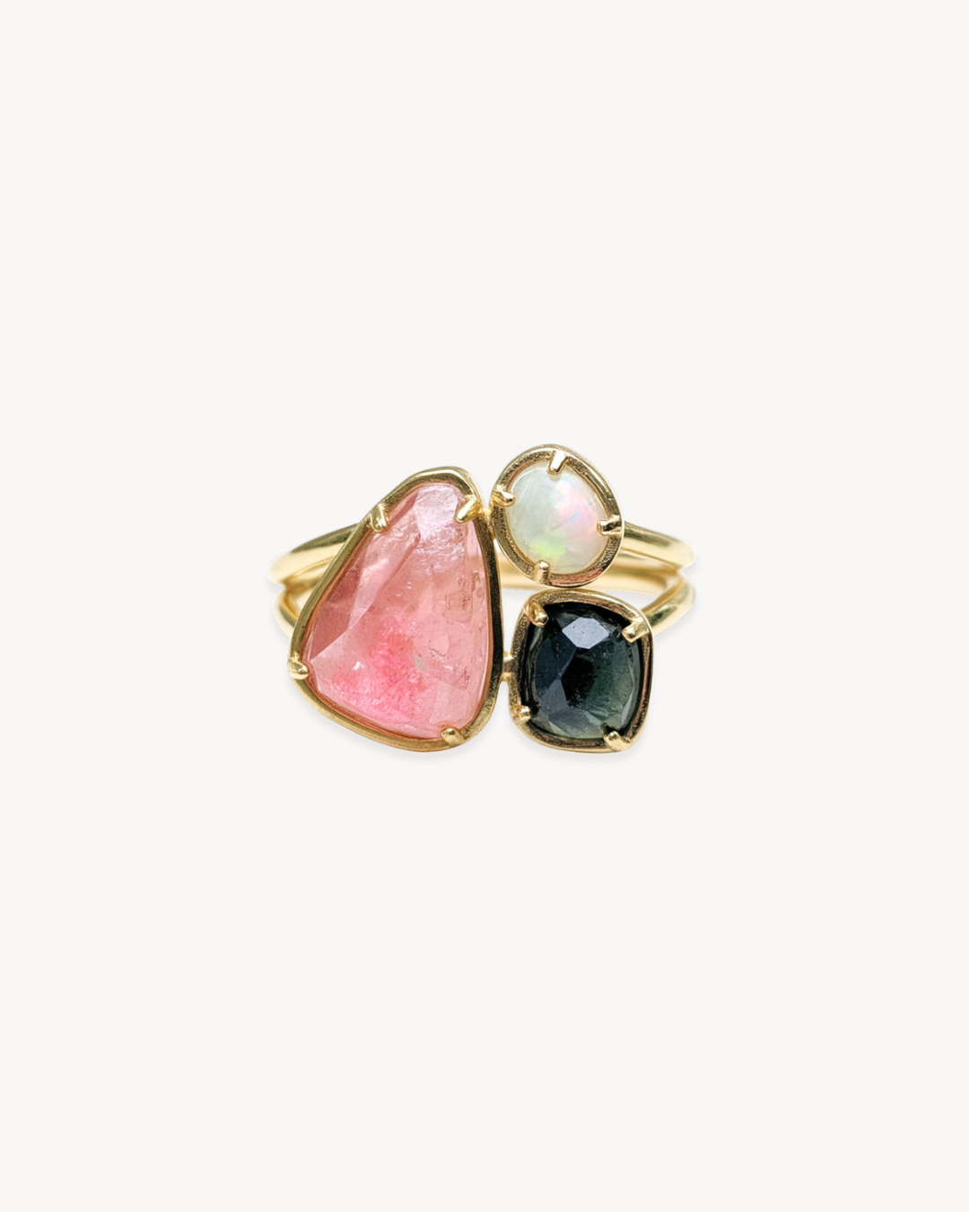 Duality Ring – Australian Opal & Tourmalines - Antonia Y. Jewelry