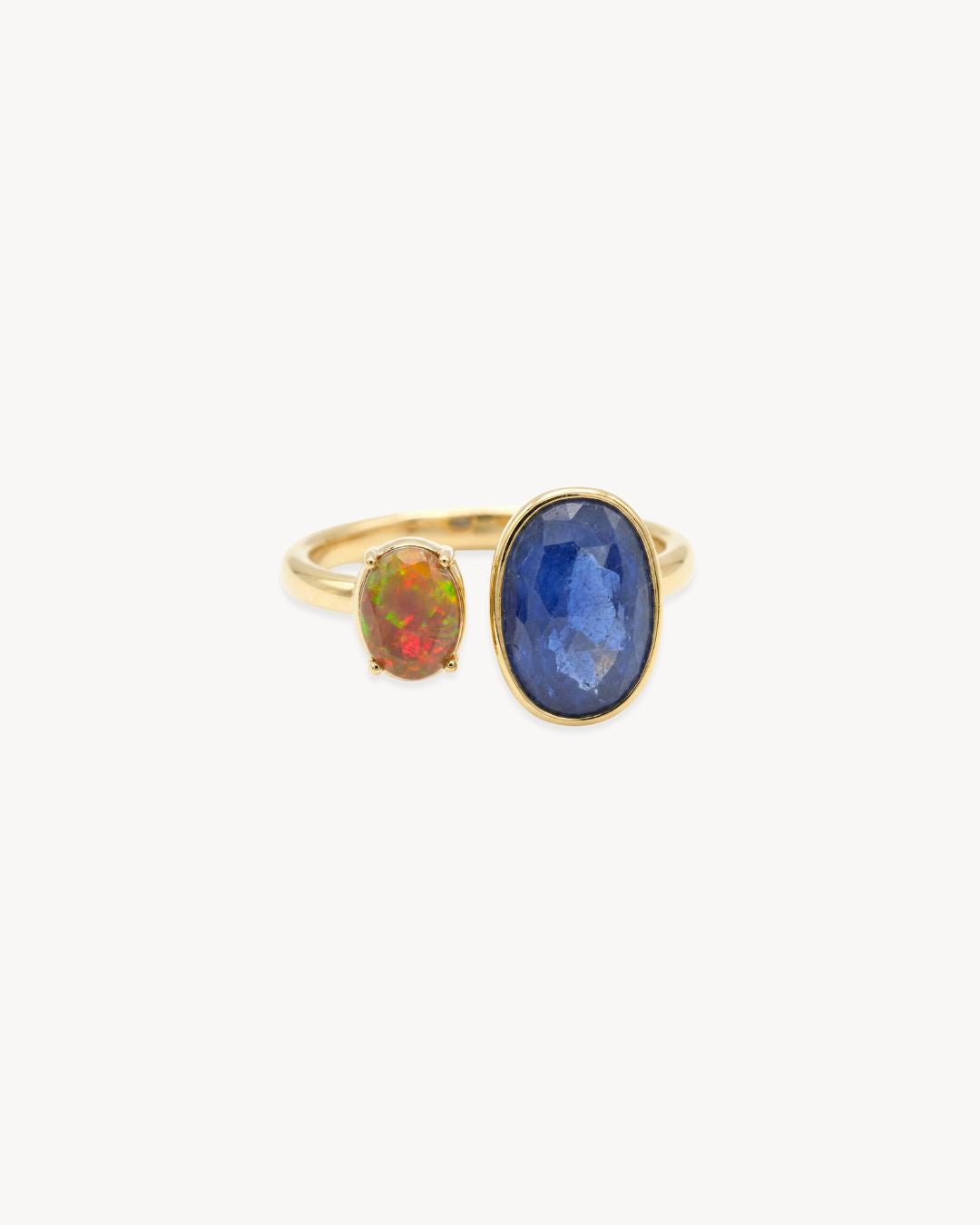 Duality Ring – Blue Sapphire, Ethiopian Opal - Antonia Y. Jewelry