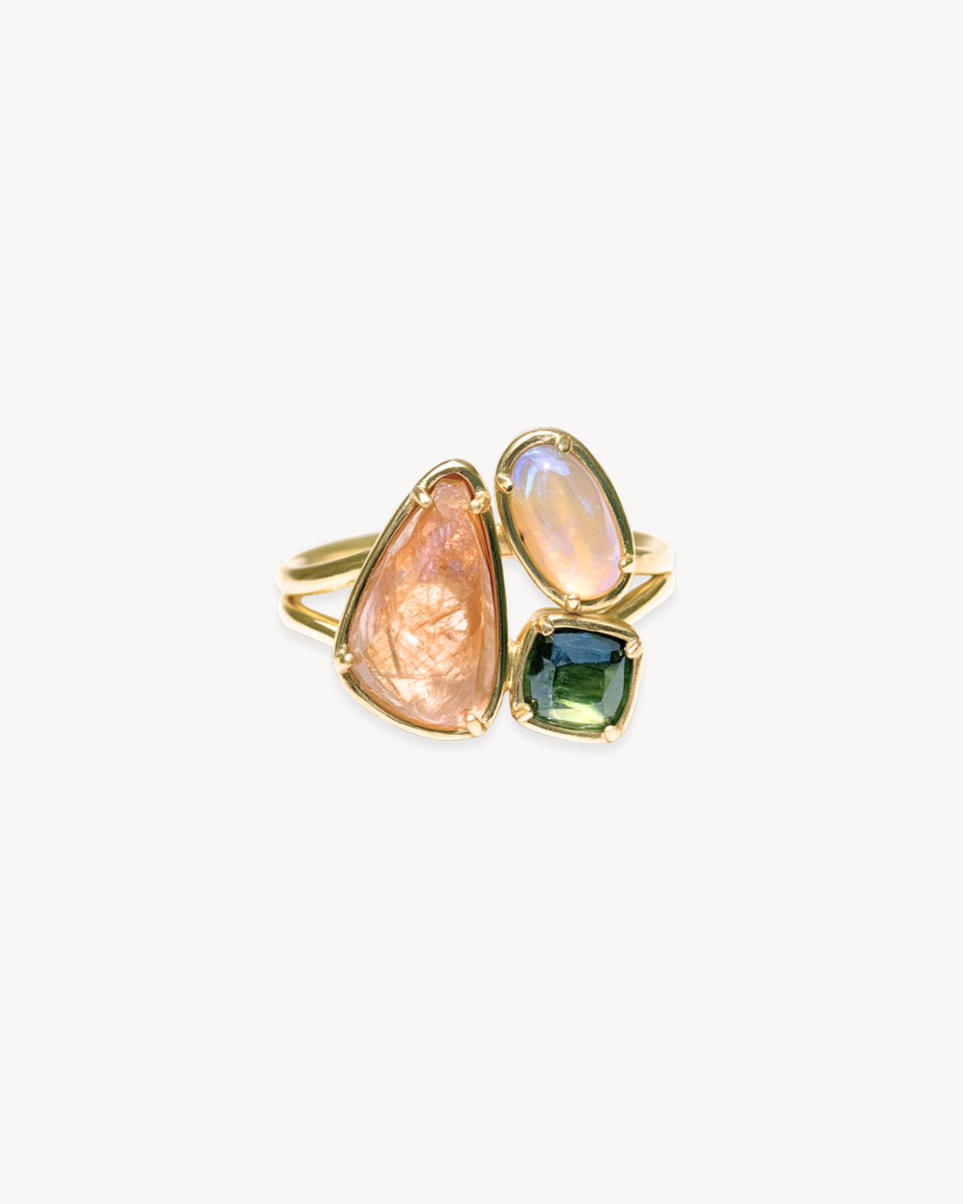 Duality Ring – Australian Opal & Tourmalines - Antonia Y. Jewelry