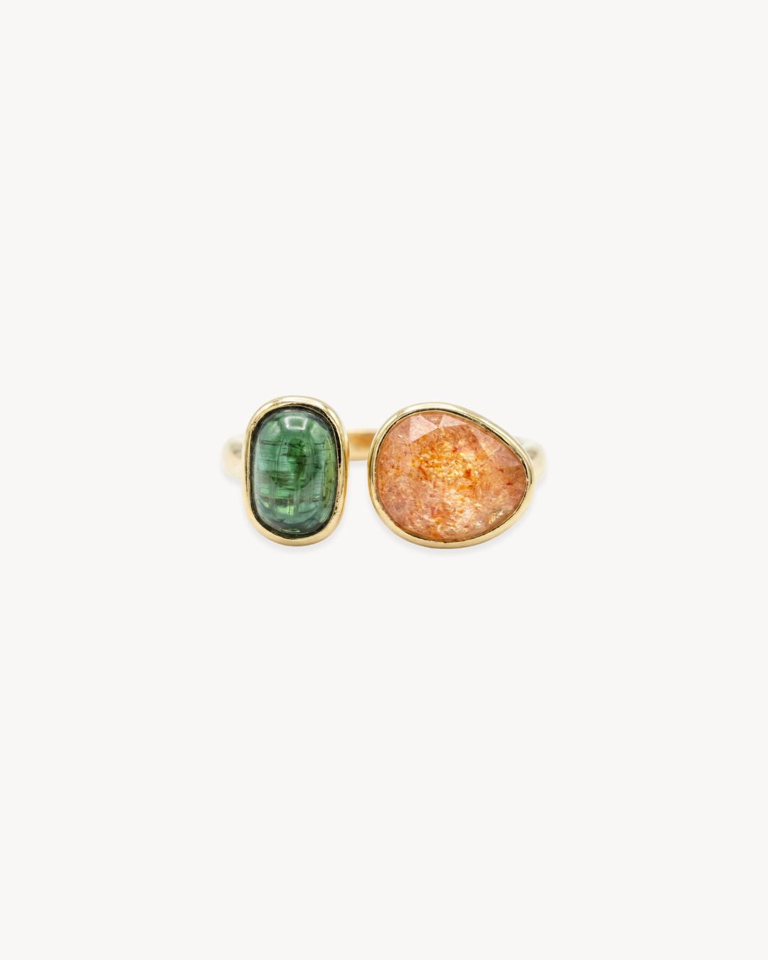 Duality Ring – Sunstone, Green Tourmaline - Antonia Y. Jewelry