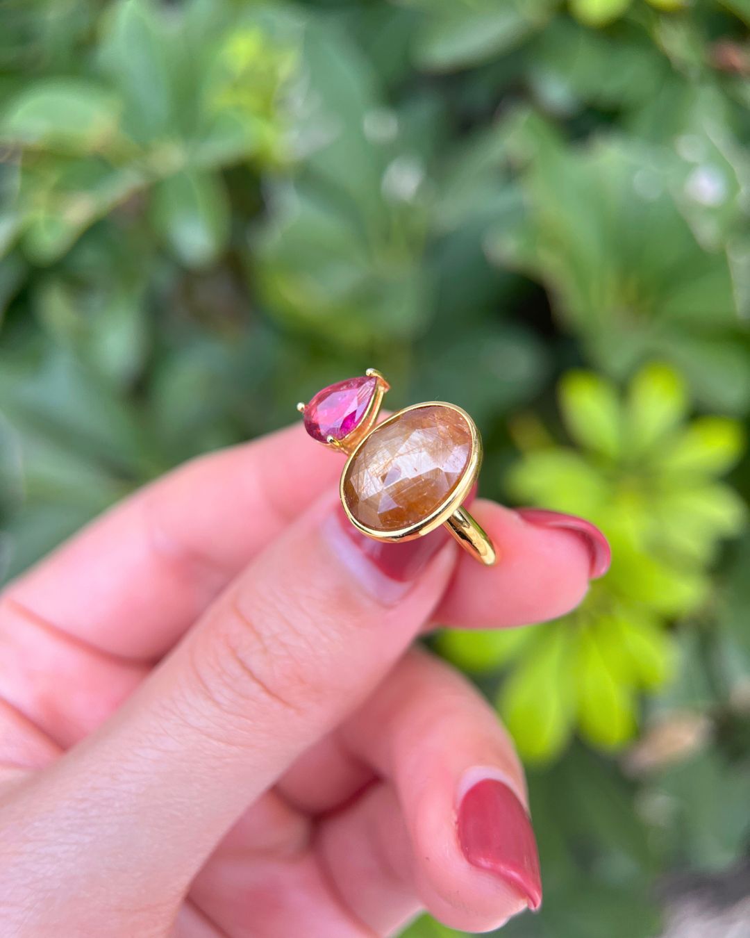 Duality Ring – Pink Sapphire, Pink Tourmaline - Antonia Y. Jewelry