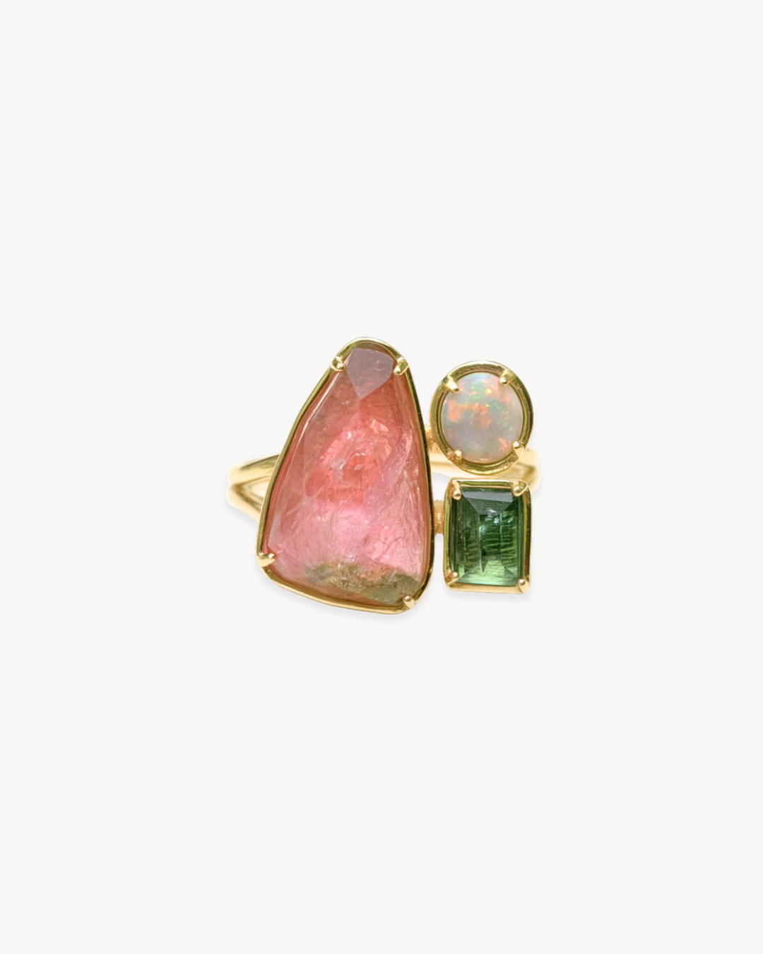 Duality Ring – Australian Opal & Tourmalines - Antonia Y. Jewelry