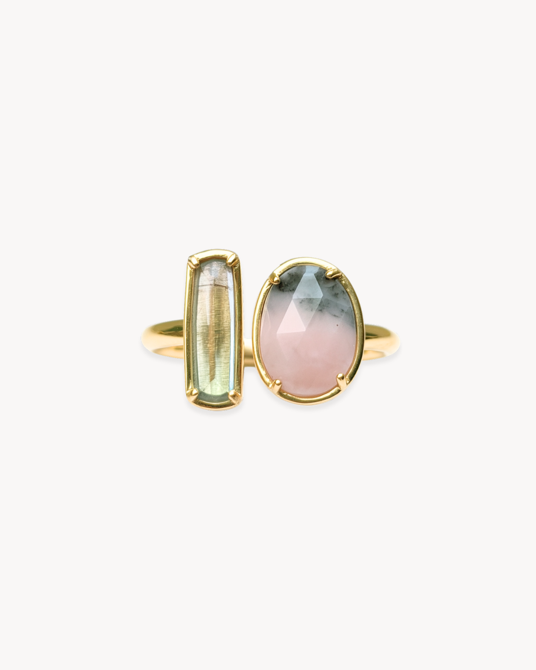 Duality Ring – Pink Agate & Tourmaline - Antonia Y. Jewelry
