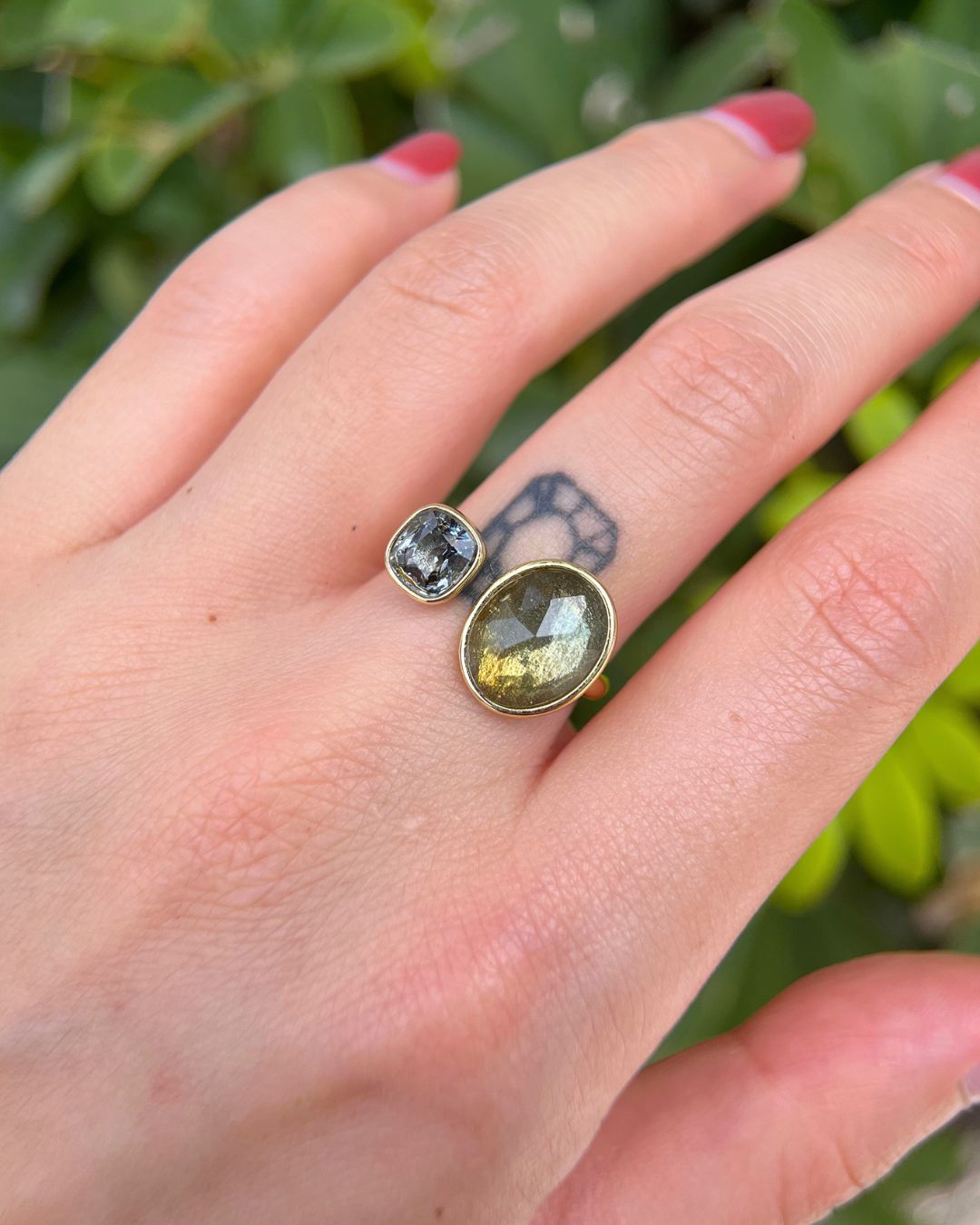 Duality Ring – Peridot, Spinel - Antonia Y. Jewelry