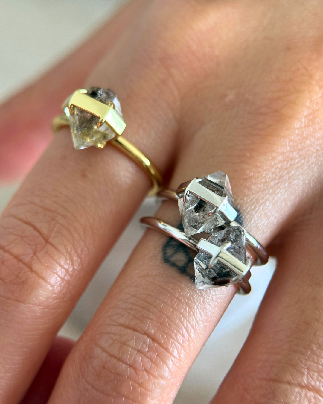 Noor Herkimer Diamond Dainty Ring in Silver - Antonia Y. Jewelry
