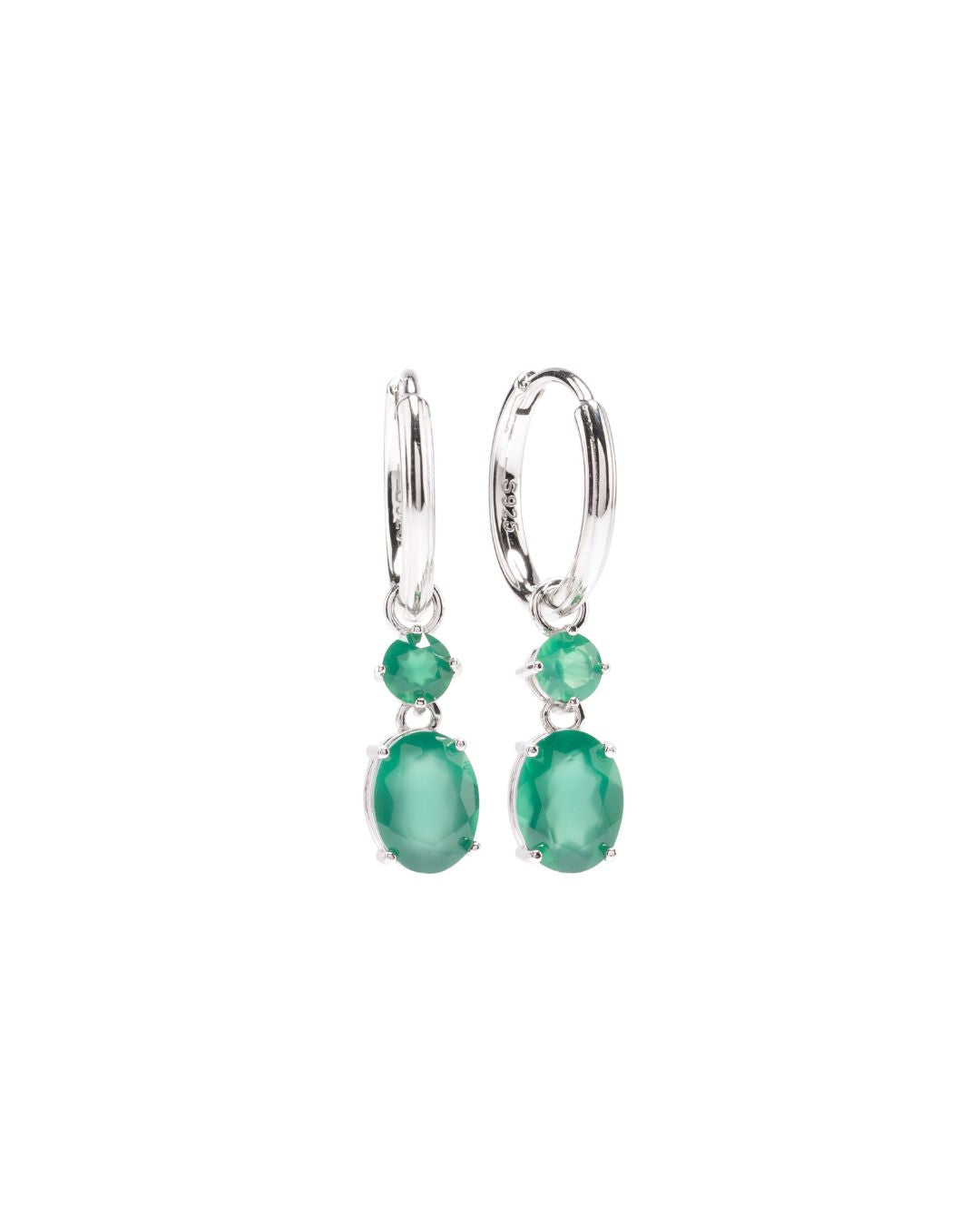 Chloe Green Agate Hoops - Antonia Y. Jewelry