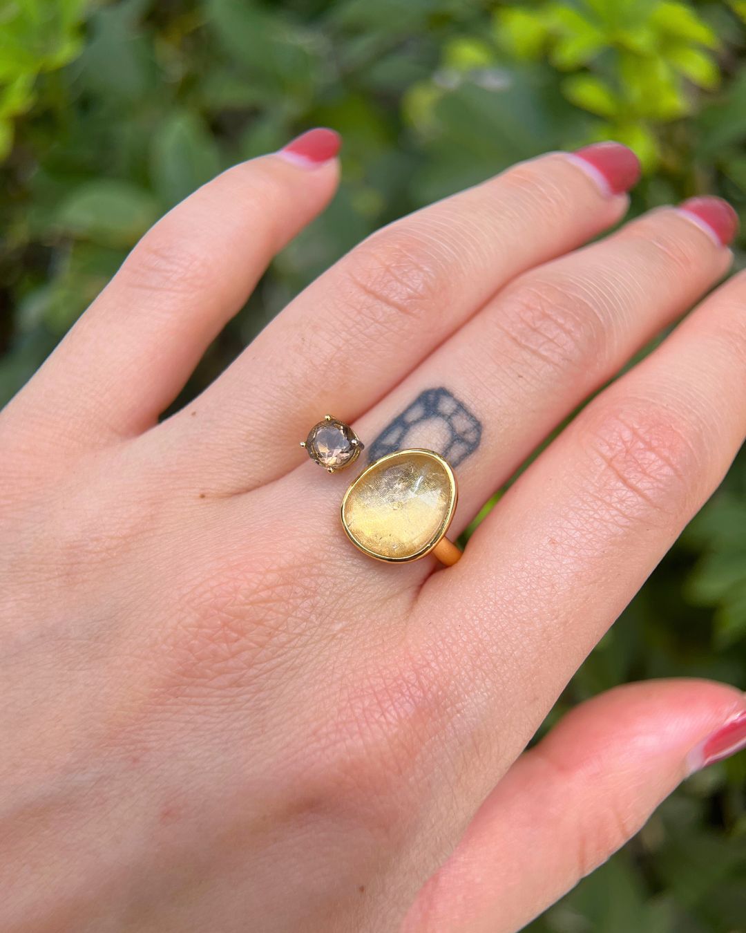 Duality Ring – Topaz, Smokey Quartz - Antonia Y. Jewelry