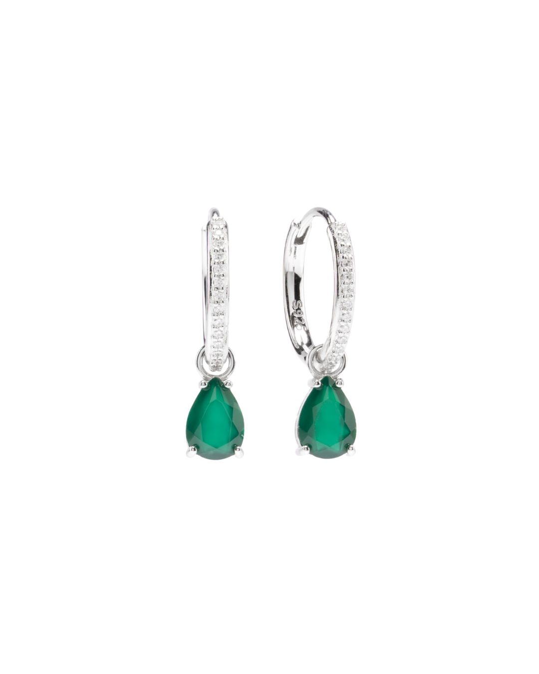 Sylvie Green Agate Hoops - Antonia Y. Jewelry