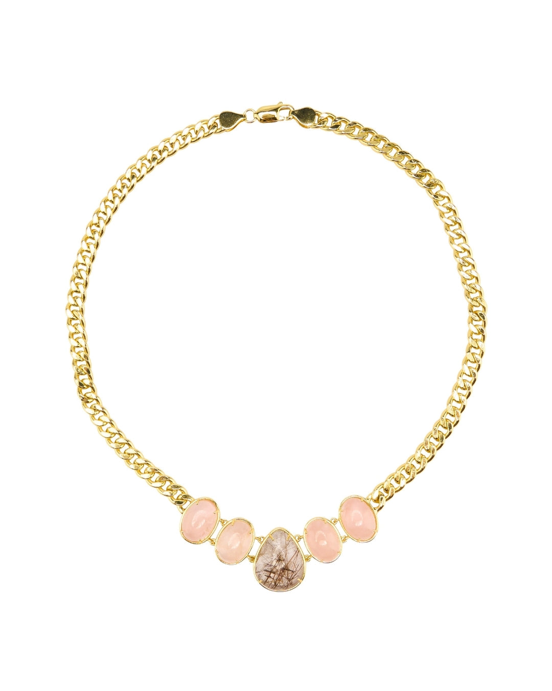 Rhutile & Rose Quartz Necklace - Antonia Y. Jewelry