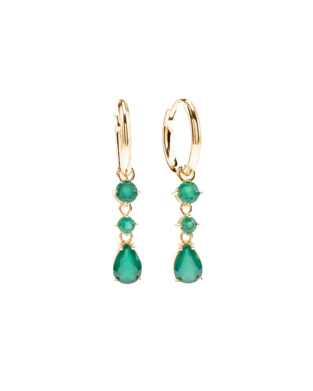 Ivy Green Agate Hoops - Antonia Y. Jewelry