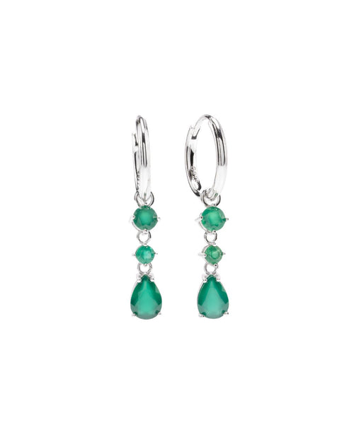 Ivy Green Agate Hoops