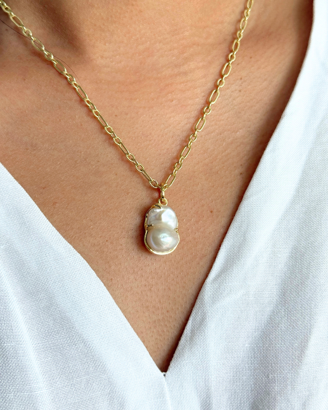 Sirena Pendant with Baroque Pearl - Antonia Y. Jewelry