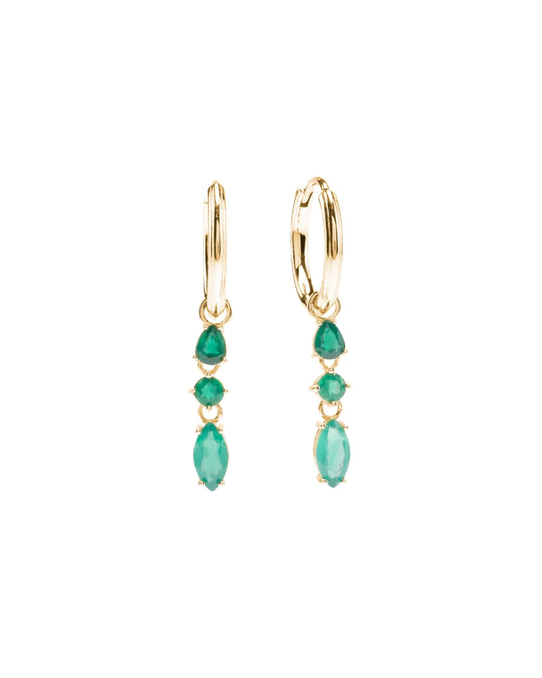Daphne Green Agate Hoops - Antonia Y. Jewelry
