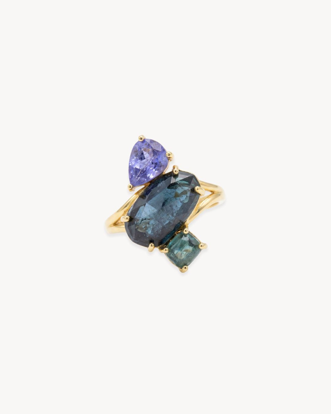 Duality Ring – Tanzanite, Kyanite, Green Tourmaline - Antonia Y. Jewelry