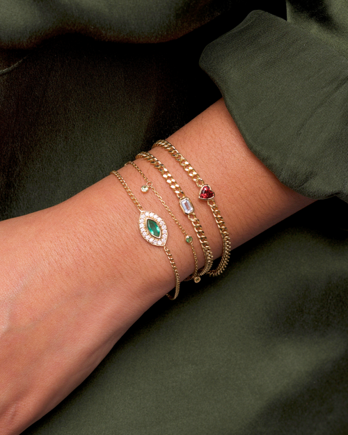 Scarlett Garnet Heart Bracelet in 18K Gold - Antonia Y. Jewelry