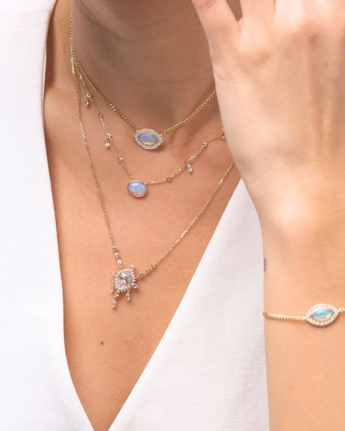 Nina Opal Shaker Necklace in 14K Gold - Antonia Y. Jewelry