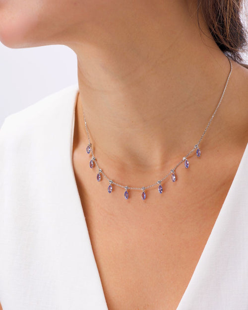Faye Shaker Necklace in Tanzanite & 14K White Gold - Antonia Y. Jewelry
