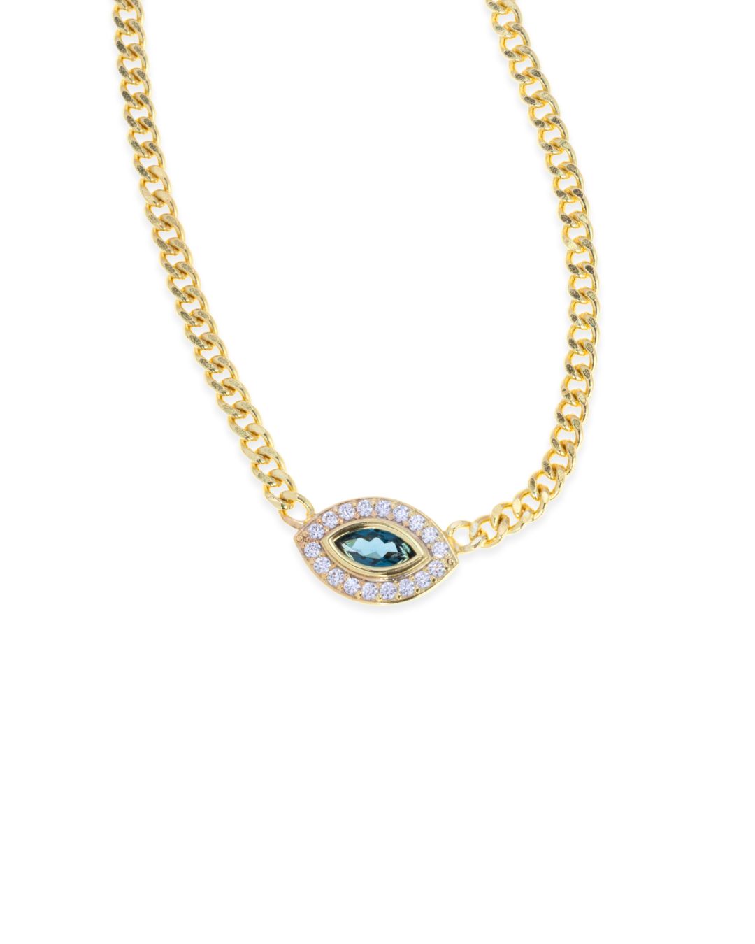 Isha Evil Eye Necklace - London Blue Topaz - Antonia Y. Jewelry