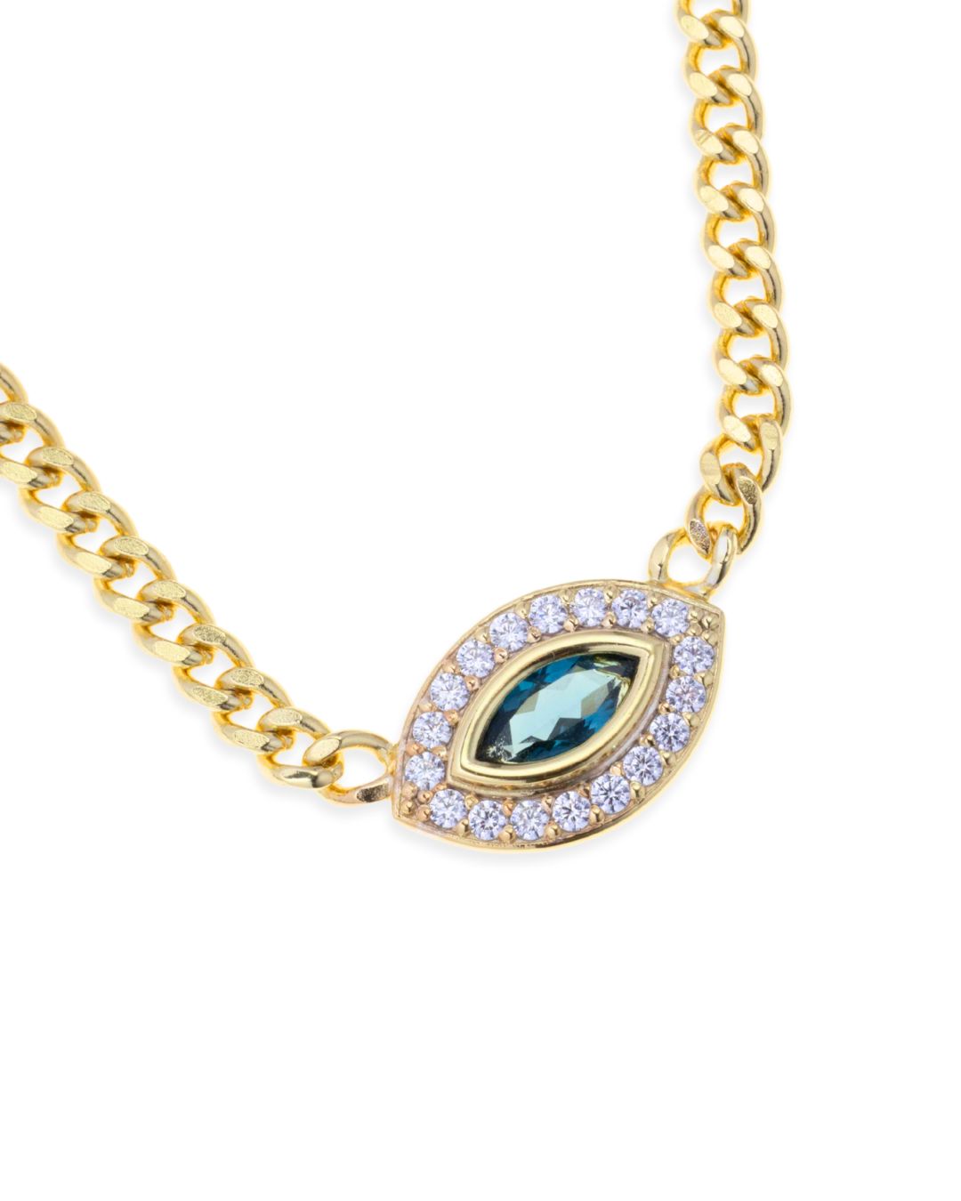 Isha Evil Eye Necklace - London Blue Topaz - Antonia Y. Jewelry