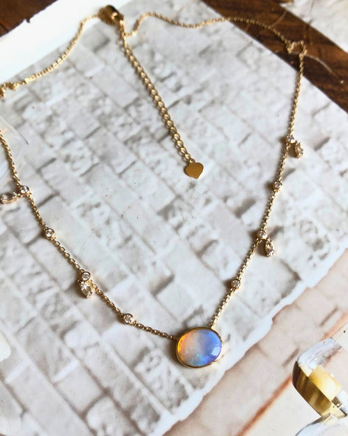 Nina Opal Shaker Necklace in 14K Gold - Antonia Y. Jewelry