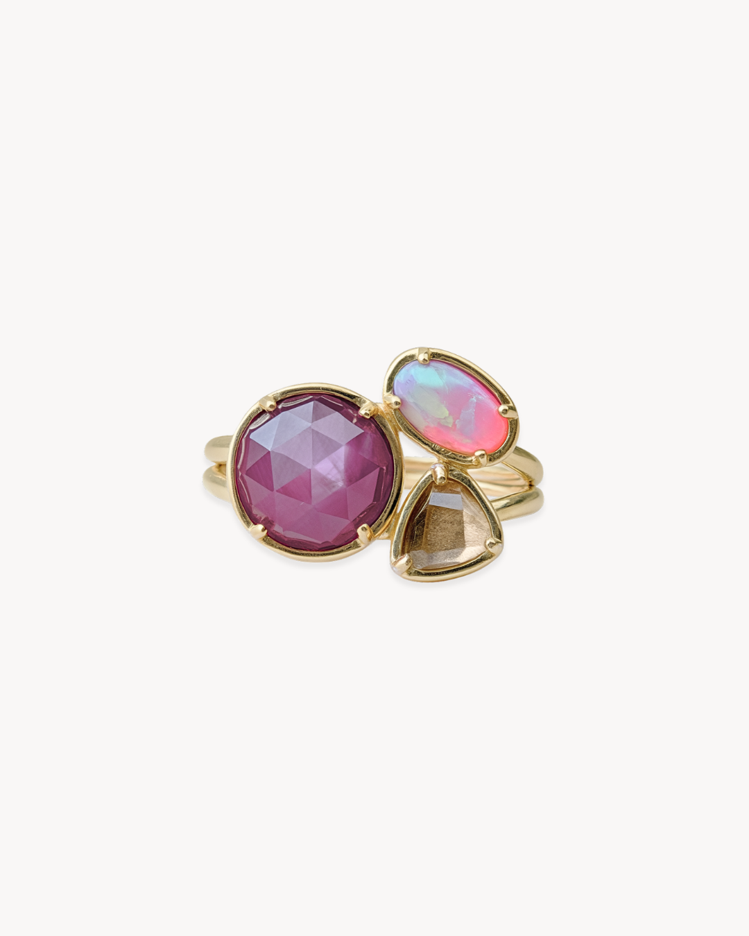 Duality Ring – Australian Opal, Sapphire & Tourmaline - Antonia Y. Jewelry