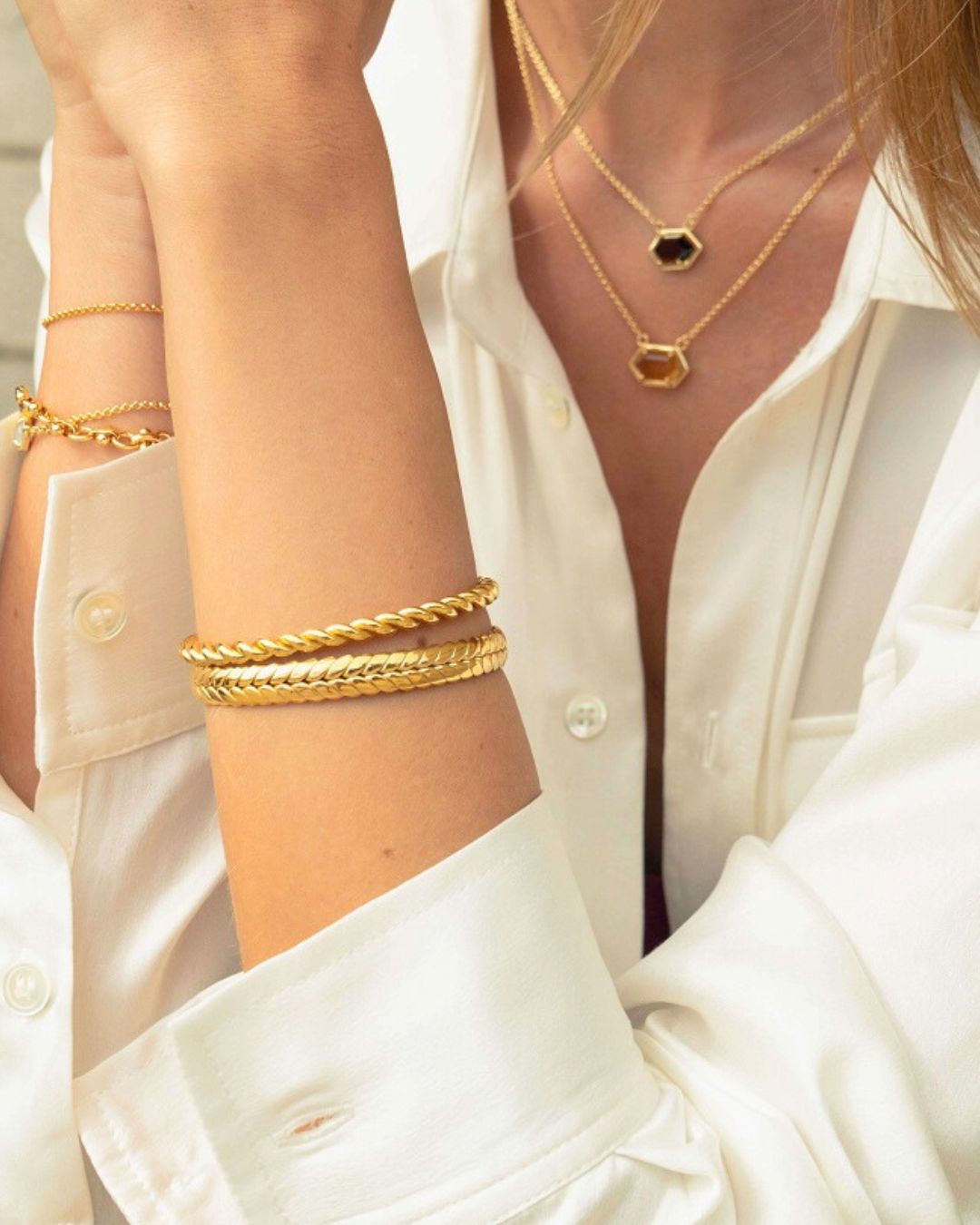 Gold Cuff Braided Bangle - Antonia Y. Jewelry