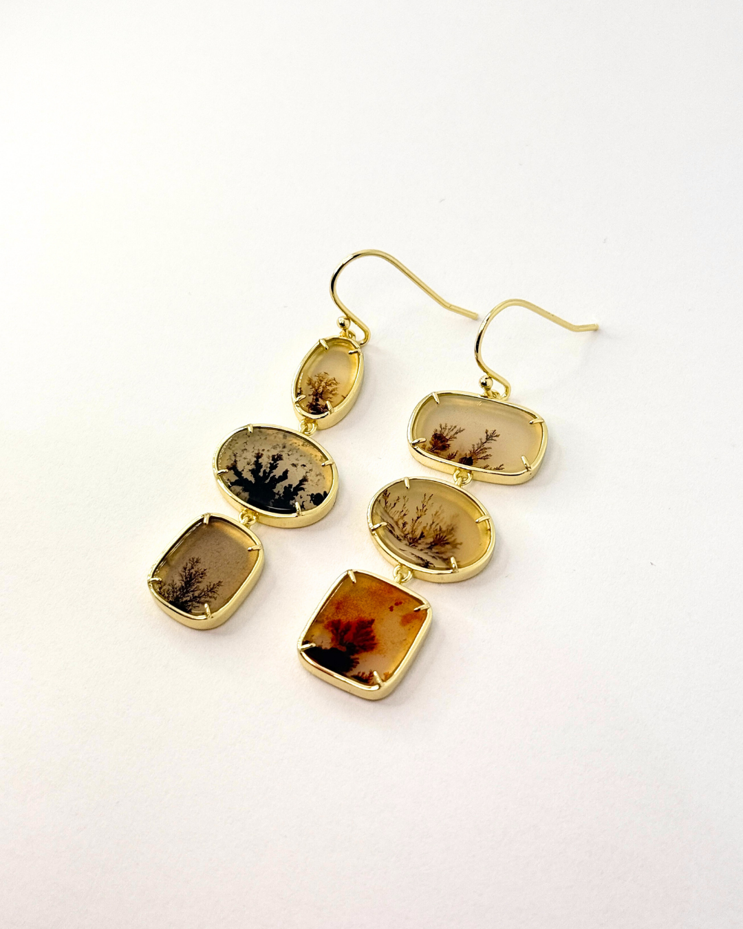 Ceres Dendrite Agate Dangle Earrings - Antonia Y. Jewelry