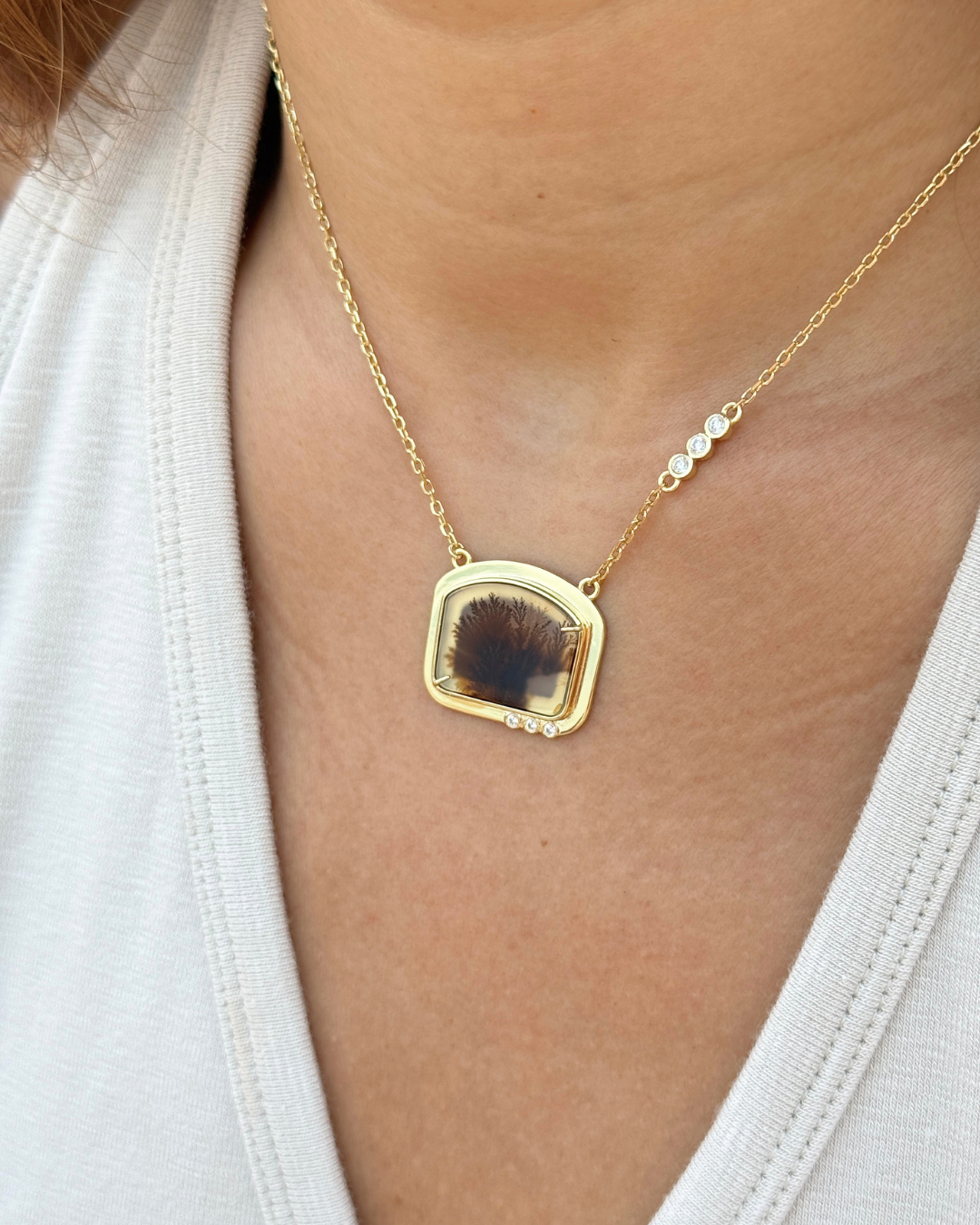 Ceres Dendrite Agate Necklace - Antonia Y. Jewelry