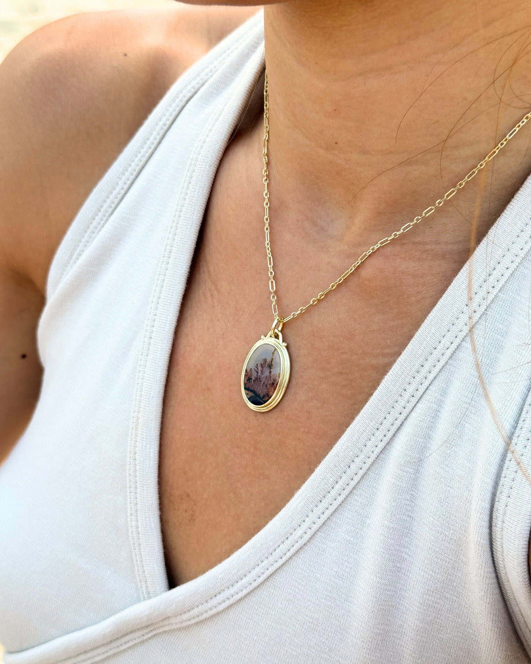 Ceres Dendrite Agate Pendant - Antonia Y. Jewelry