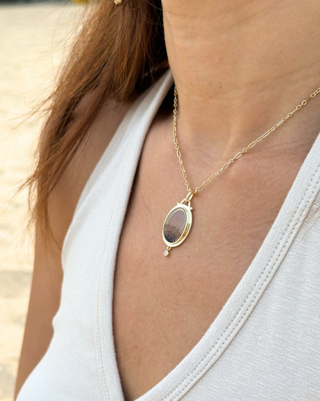 Ceres Dendrite Agate Pendant - Antonia Y. Jewelry