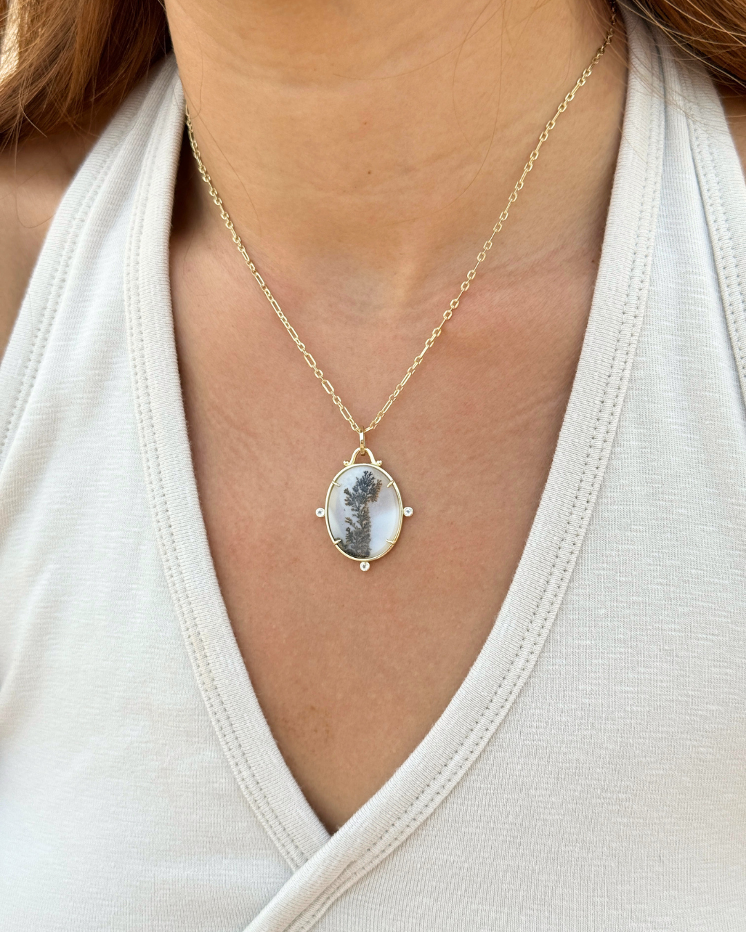 Ceres Dendrite Agate Pendant - Antonia Y. Jewelry