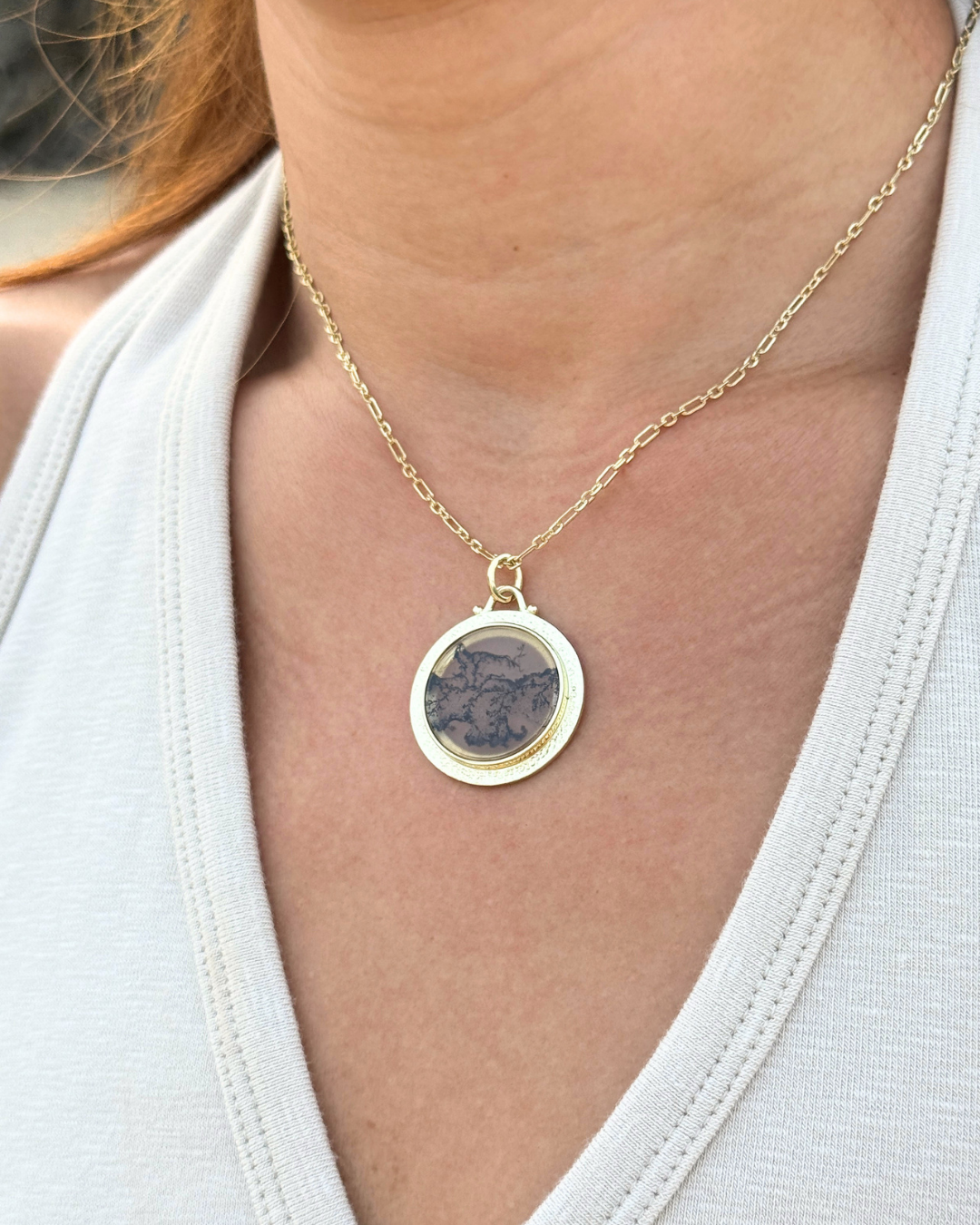 Ceres Dendrite Agate Pendant - Antonia Y. Jewelry