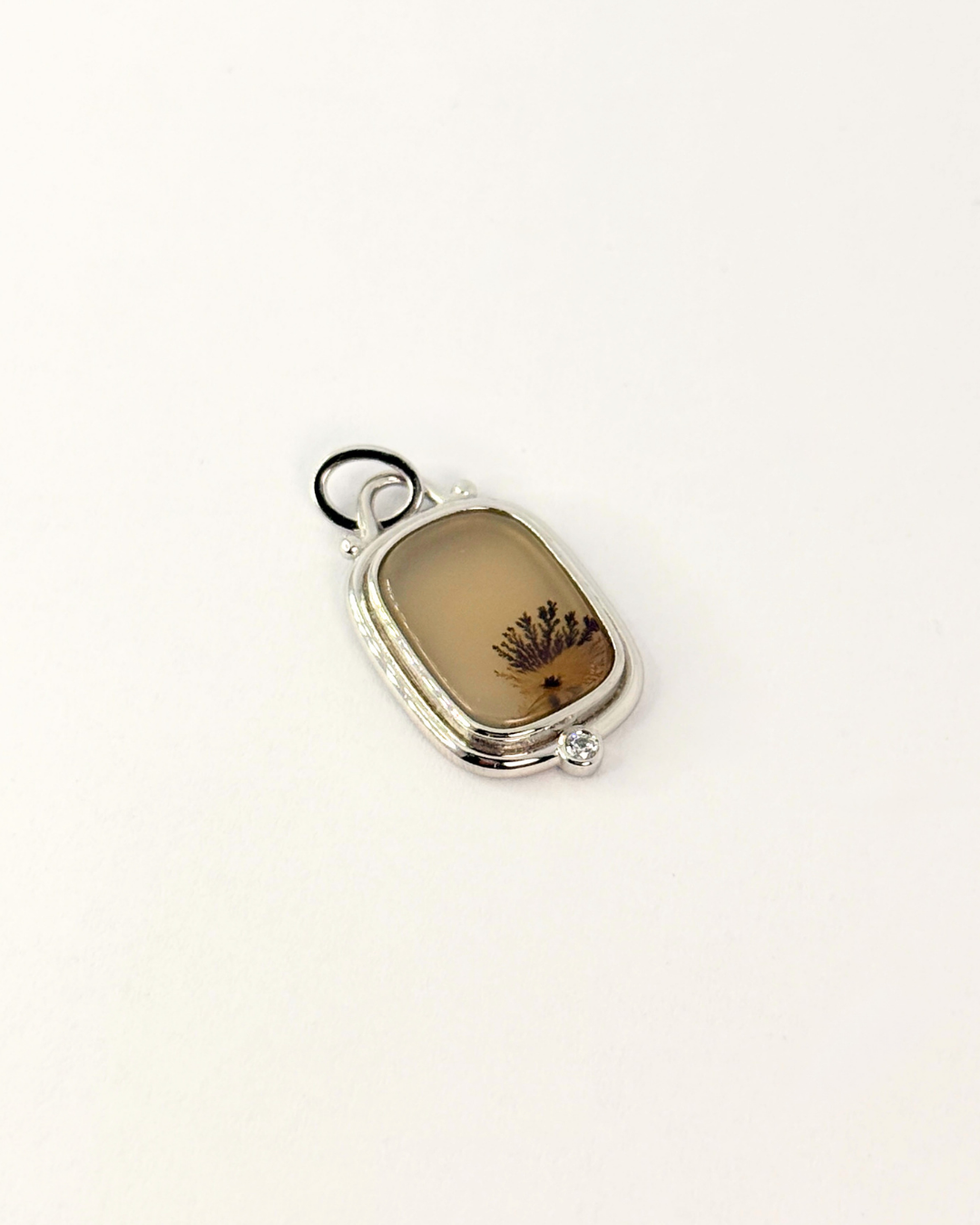 Ceres Dendrite Agate Pendant in Silver - Antonia Y. Jewelry