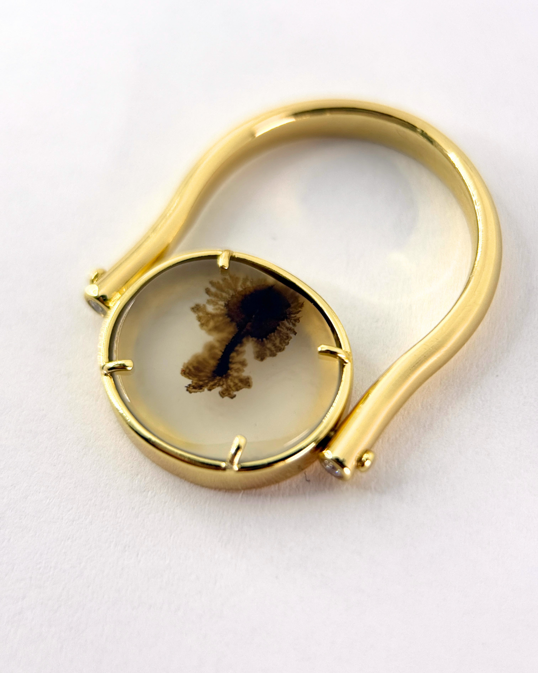 Ceres Dendrite Agate Swivel Ring - Antonia Y. Jewelry