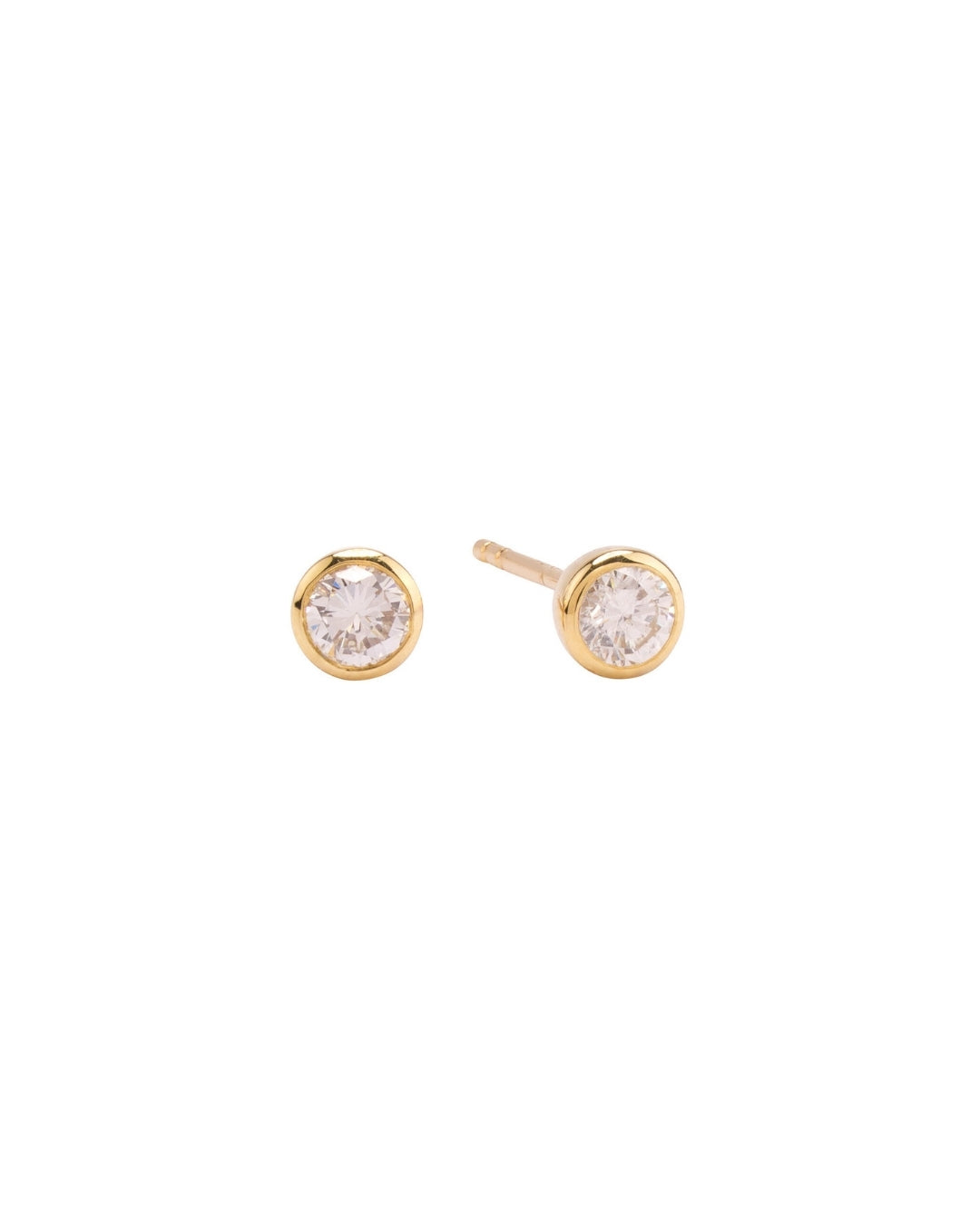 Diamond Bezel Studs in 18K Gold - Antonia Y. Jewelry