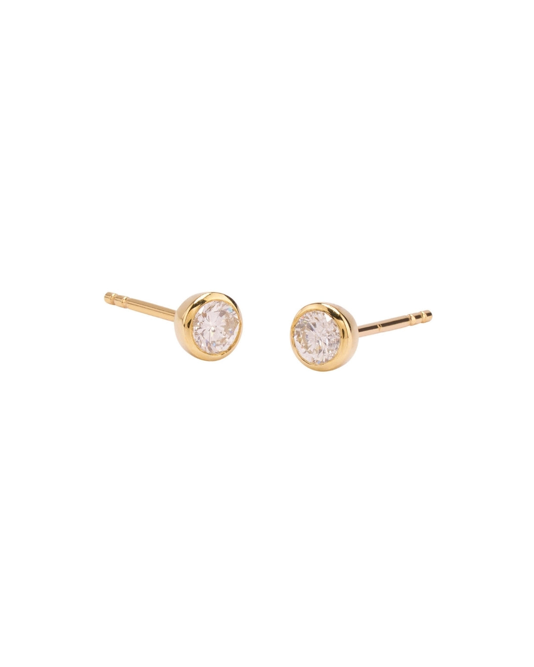 Diamond Bezel Studs in 18K Gold - Antonia Y. Jewelry