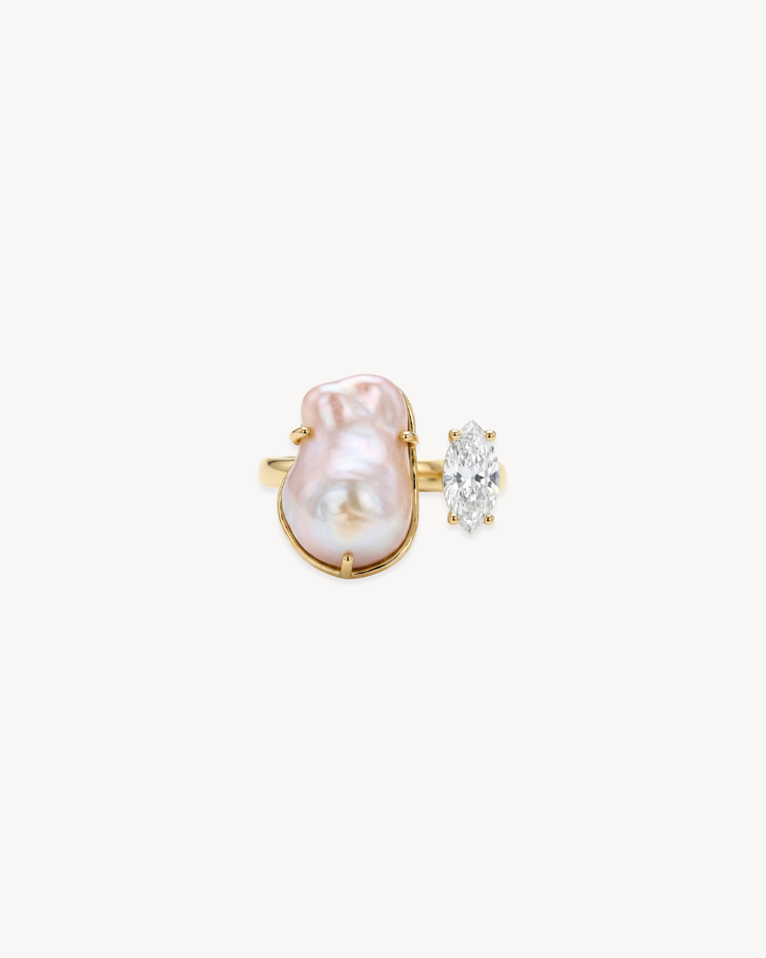 Duality Ring 2.0 – Baroque Pearl and Moissanite - Antonia Y. Jewelry