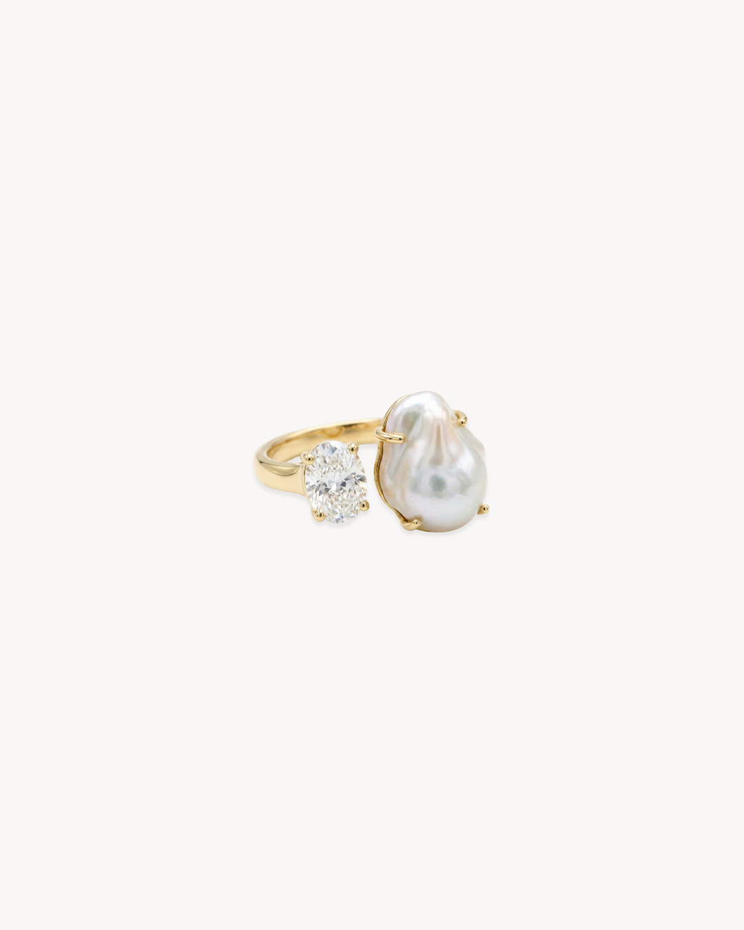 Duality Ring 2.0 – Baroque Pearl and Moissanite - Antonia Y. Jewelry