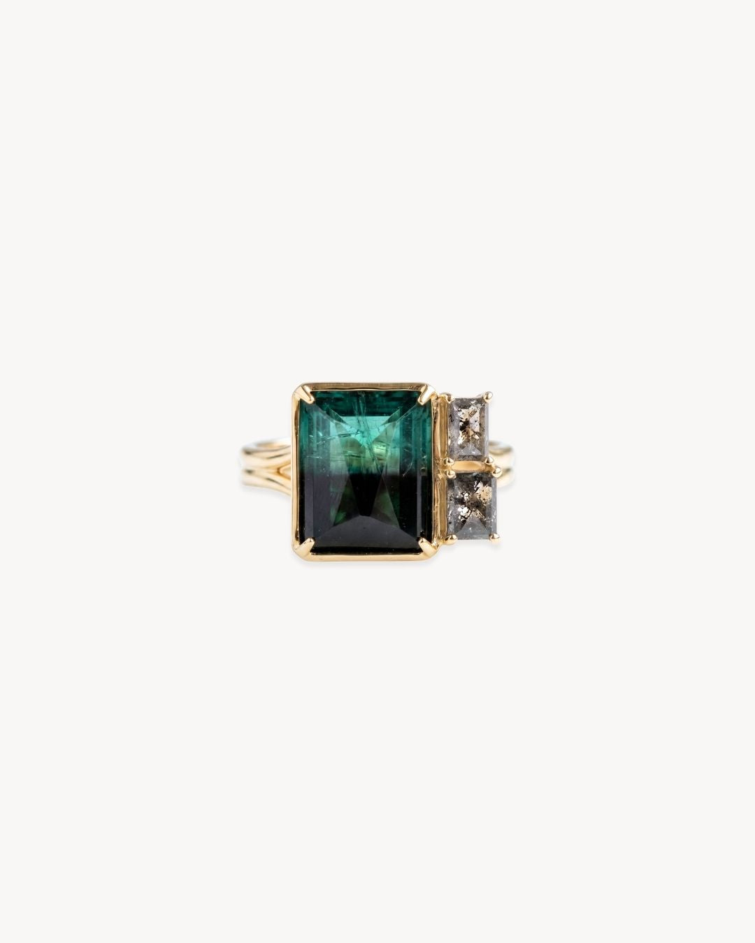 Duality Ring – Tourmaline, Salt & Pepper Diamond - Antonia Y. Jewelry