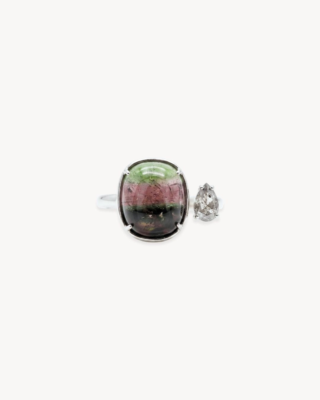 Duality Ring – Tourmaline, Salt & Pepper Diamond - Antonia Y. Jewelry