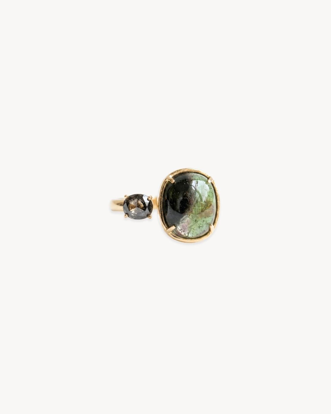 Duality Ring – Tourmaline, Salt & Pepper Diamonds - Antonia Y. Jewelry