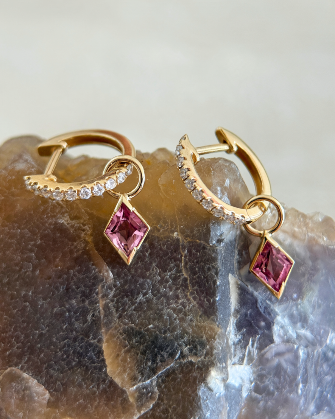 Eden Mini Tourmaline Hoops in 14K Gold - Antonia Y. Jewelry