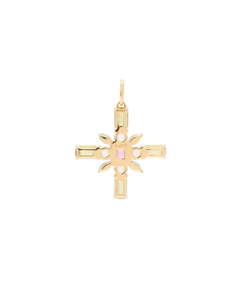Green & Pink Cross in Solid Gold