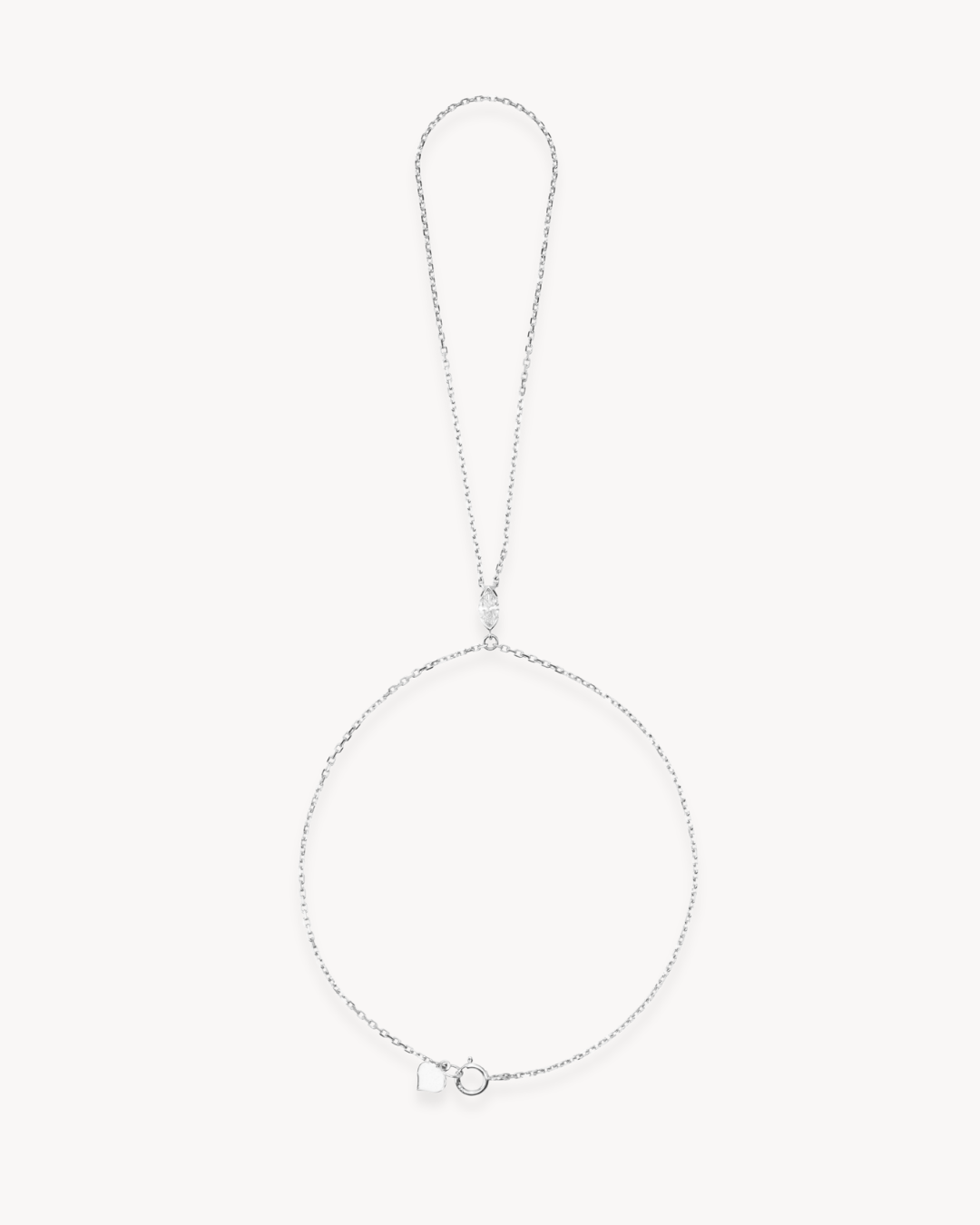 Gypsy Hand Chain with Lab-Grown Diamonds in 9K White Gold - Antonia Y. Jewelry