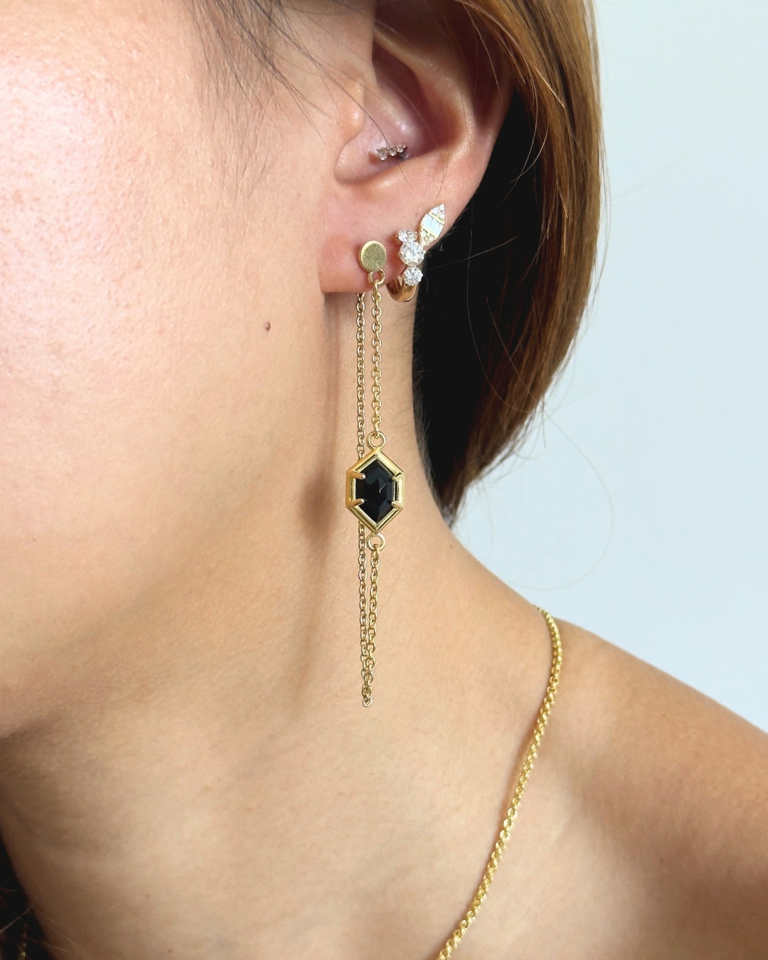 Hexa Black Onyx Dangle Earrings - Antonia Y. Jewelry