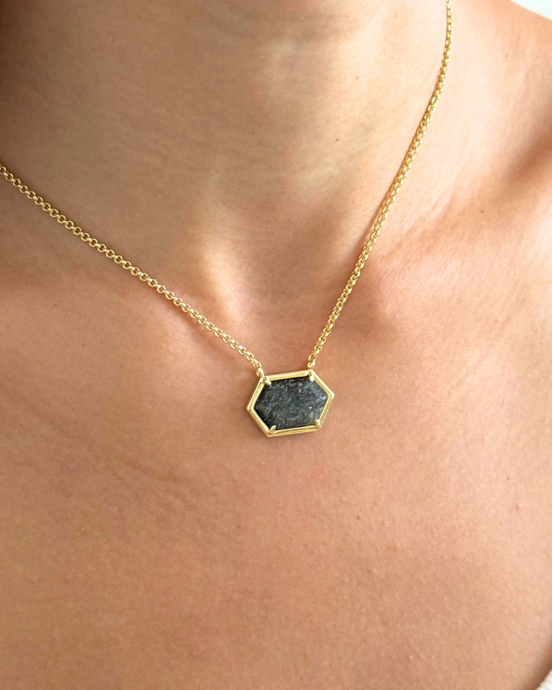 Hexa Black Sunstone Necklace - Antonia Y. Jewelry
