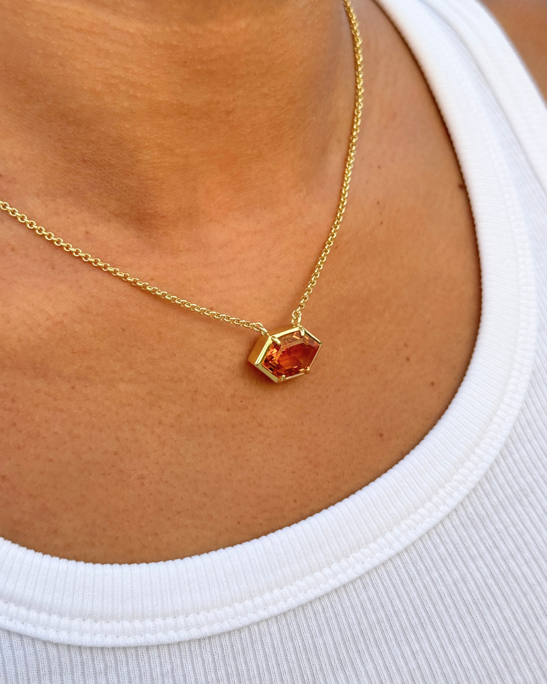 Hexa Citrine Necklace - Antonia Y. Jewelry